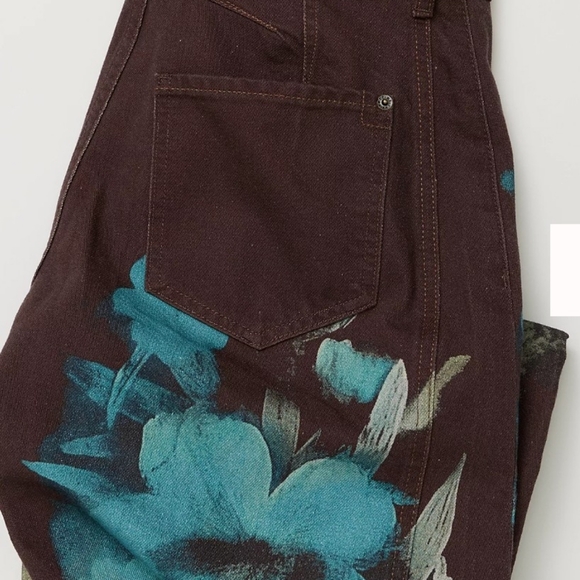 We The Free Floral Print Brown Good Luck Barrel Jeans, *25 *NWOT, RETAIL 148 - Picture 3 of 5
